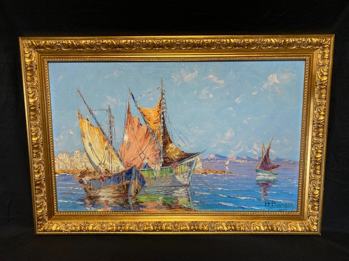 Henri Edouard Bargin - Boats In Cannes 