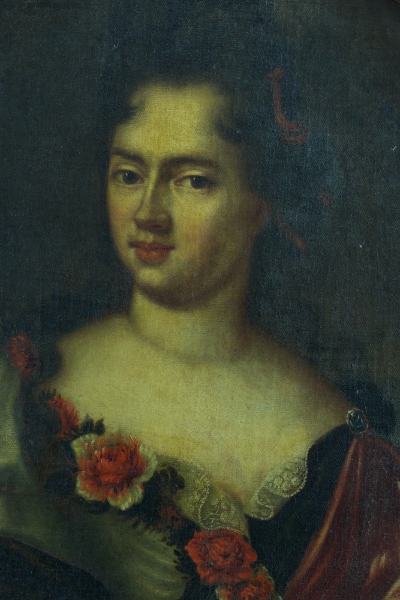 Francois De Troy Ent. Old Table Portrait Of Courtesan Woman 17th Ent. Frame-photo-1
