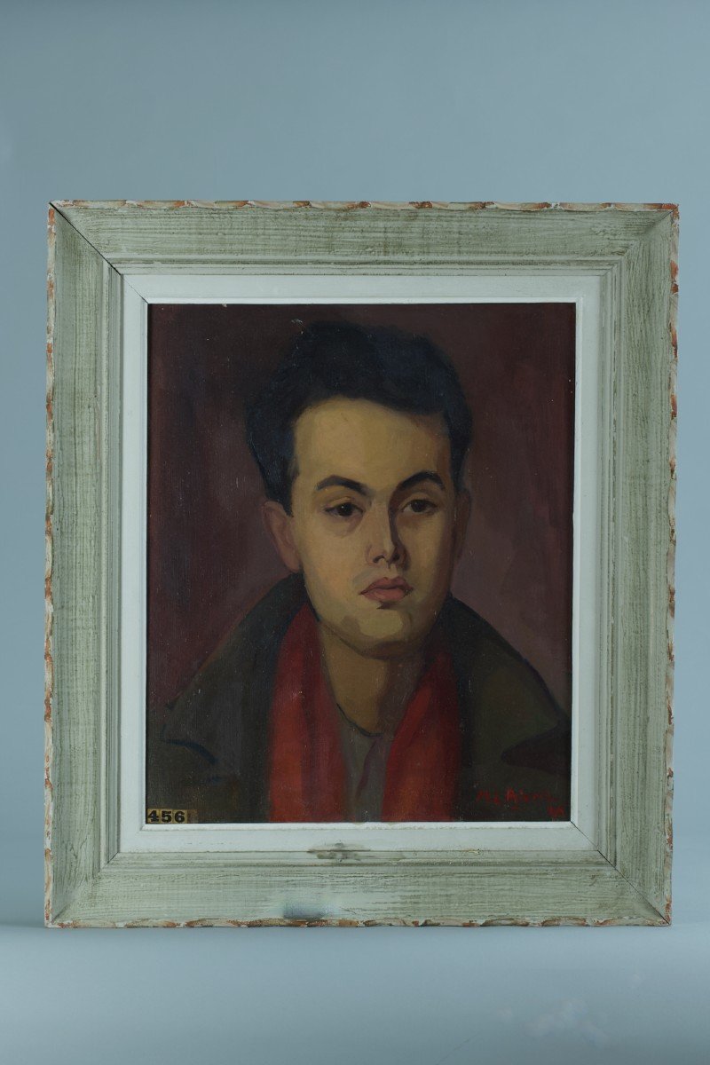 Beautiful Old Painting Portrait Of A Young Brown Man Signed Raymond Léon Rivoire 40-photo-7