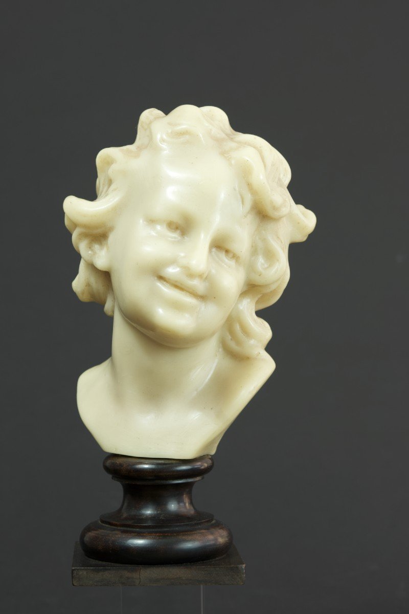 Ancien Buste Tête D’enfant Rieur Jean Baptiste Carpeaux Cire 19 ème -photo-2