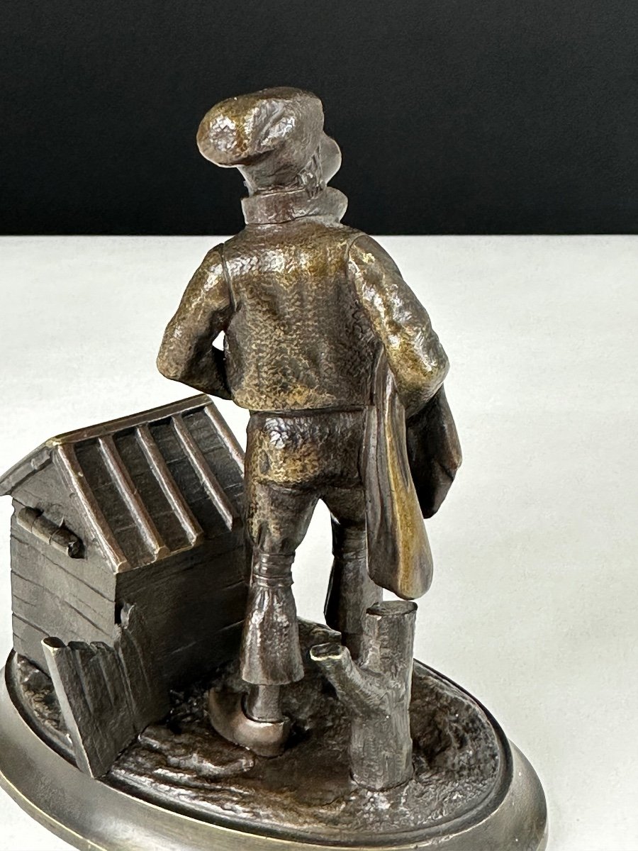 Old Bronze Inkwell Street Crier Au Chien Nineteenth Paris Old Popular Profession-photo-4