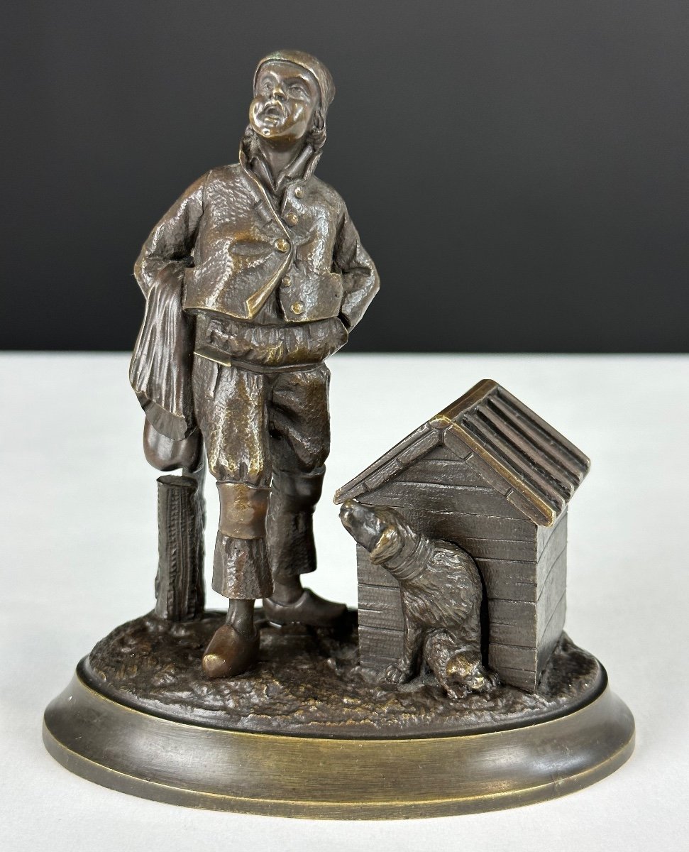 Old Bronze Inkwell Street Crier Au Chien Nineteenth Paris Old Popular Profession