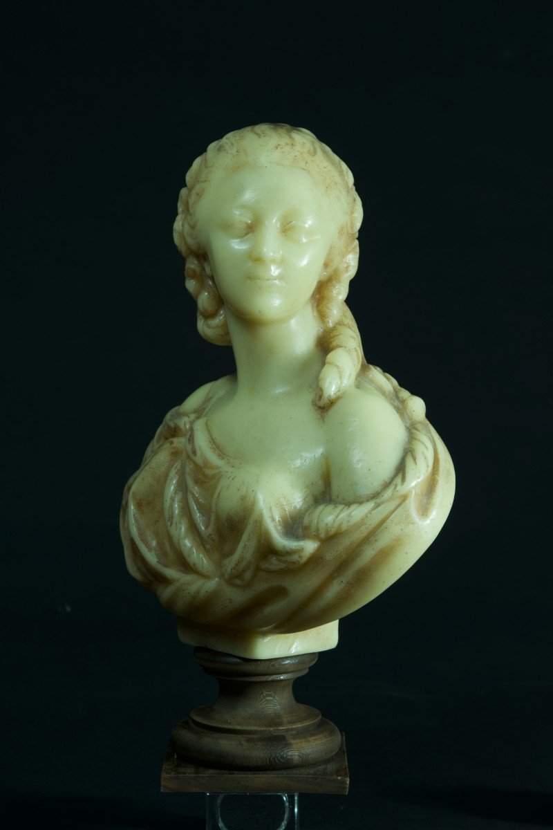 Old Wax Portrait Bust Of The Countess Du Barry Louis XV Favorite 19th Pajou-photo-2