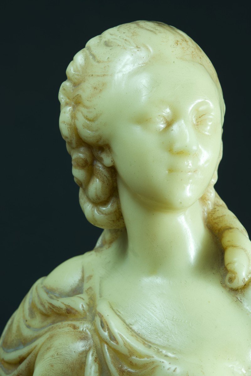 Old Wax Portrait Bust Of The Countess Du Barry Louis XV Favorite 19th Pajou-photo-3