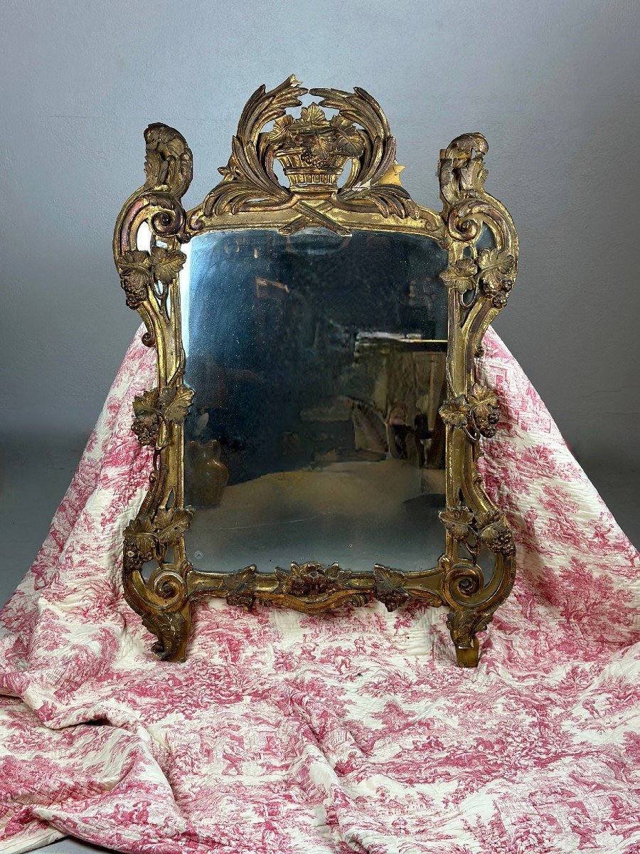 Antique Beautiful Mirror From The Louis XV Baroque Parclose Golden Wood Decoration 18th-photo-2