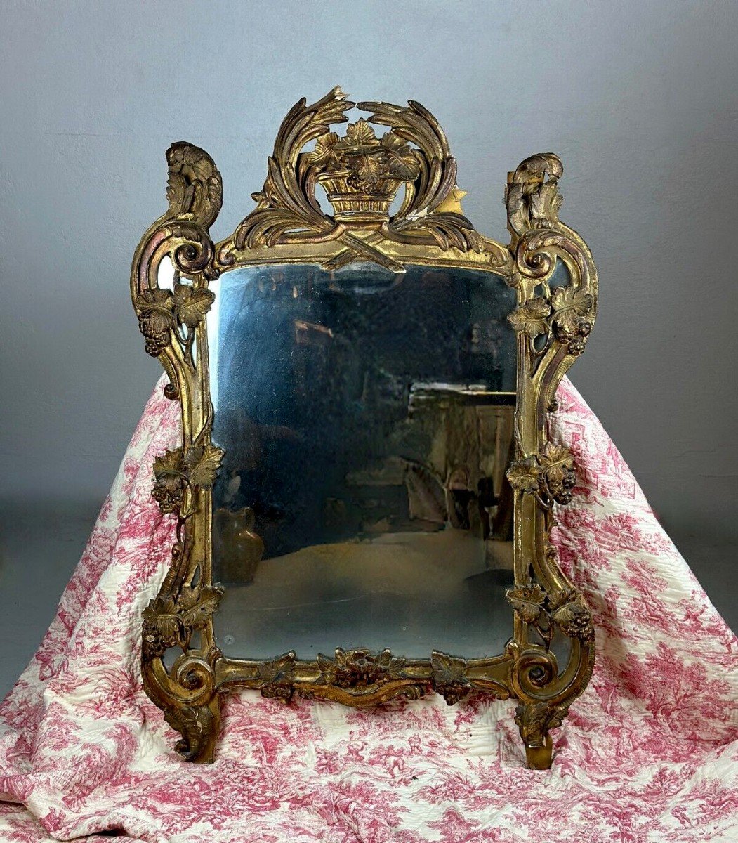 Antique Beautiful Mirror From The Louis XV Baroque Parclose Golden Wood Decoration 18th-photo-4