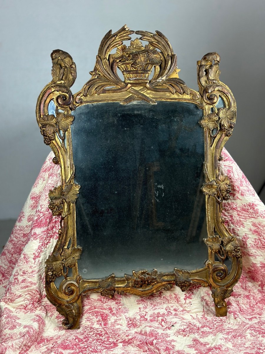 Antique Beautiful Mirror From The Louis XV Baroque Parclose Golden Wood Decoration 18th-photo-6