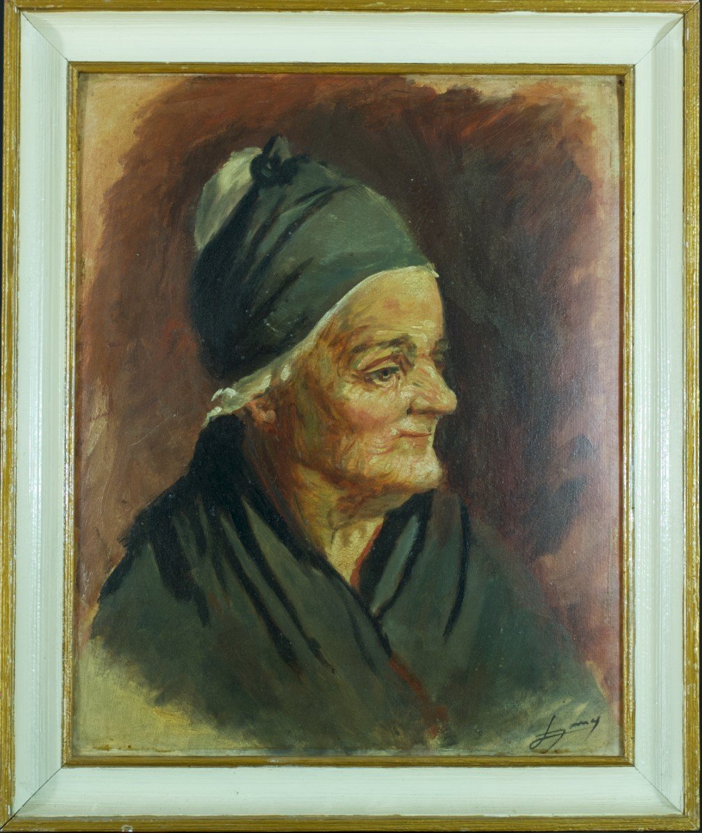 Lucien Jonas Tableau Ancien Portrait De Femme Normande Villers-sur-mer Signé 