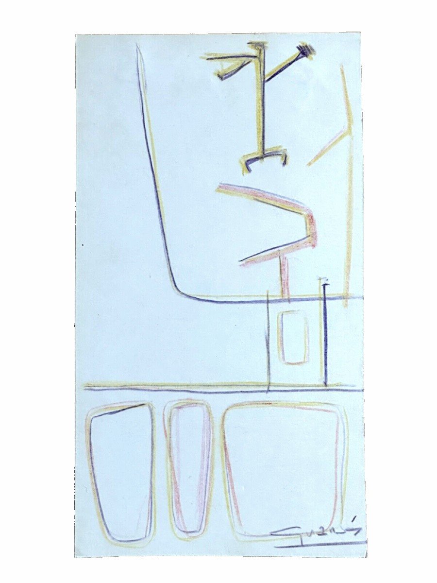  Antonio Guansé Drawing Portrait Young Man Modern Art Cubist 1950 N°1