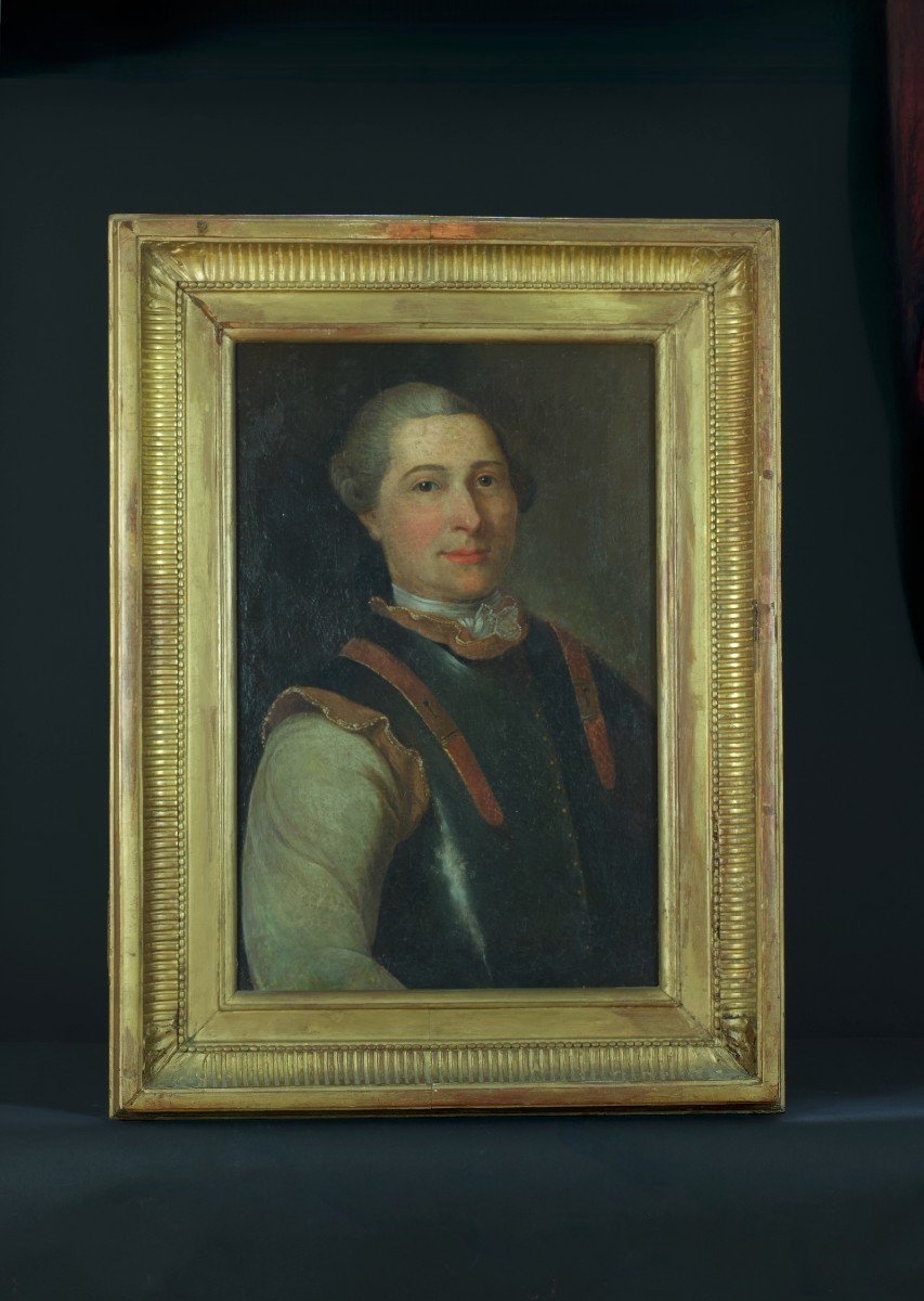 Beau Tableau Ancien Portrait De Gentilhomme en  cuirasse  école Française 17 ème décor Chateau-photo-4