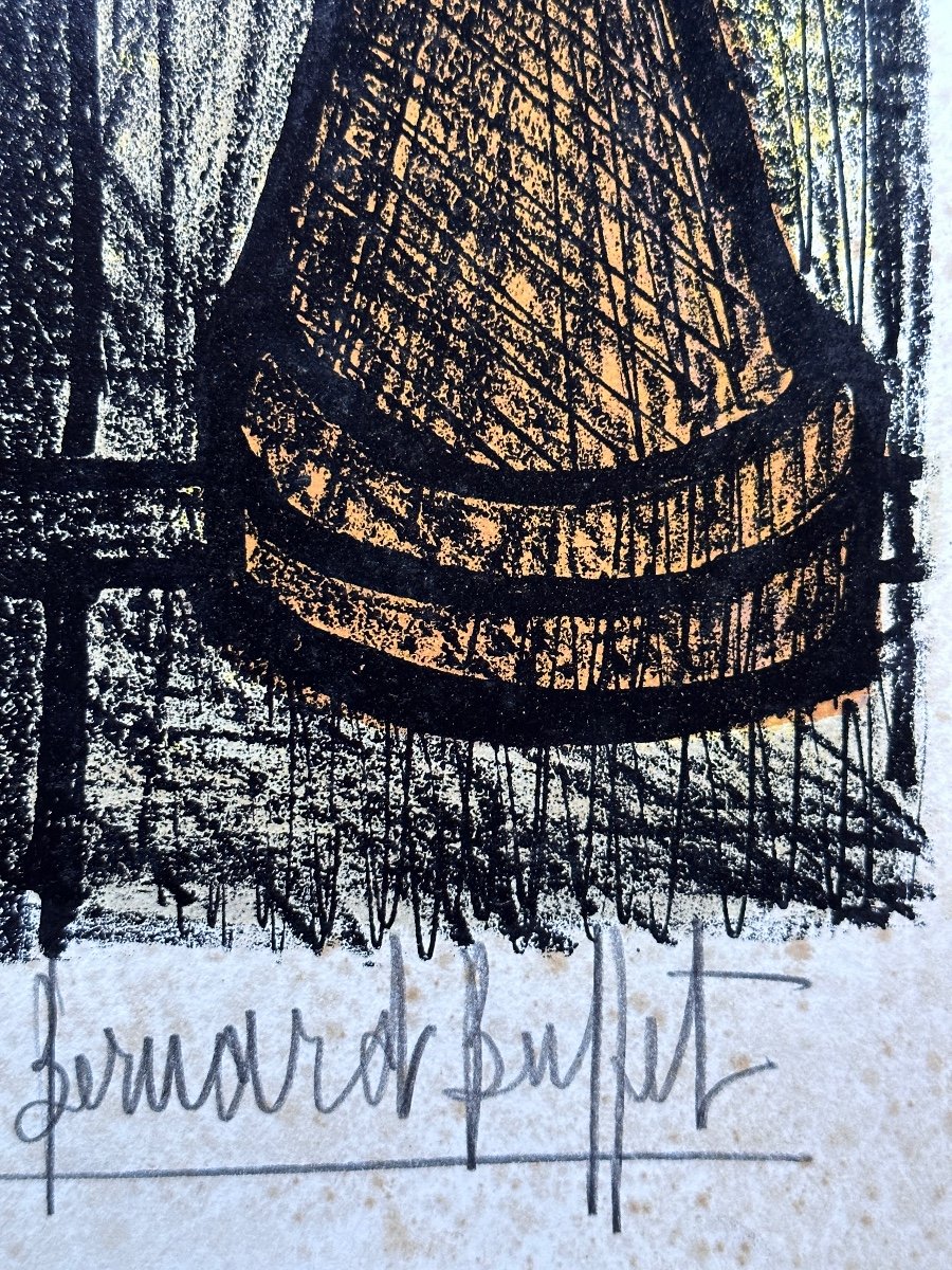 Bernard Buffet Beautiful Modern Lithograph Oil Lamp Still Life Signed Modern Art -photo-4