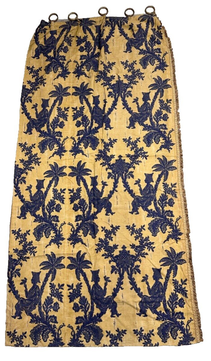 Textile Ancien Décor Rideau Cantonnière Coton Chinois Sur La Branche Peyrotte 3m Décorateur x 2-photo-2