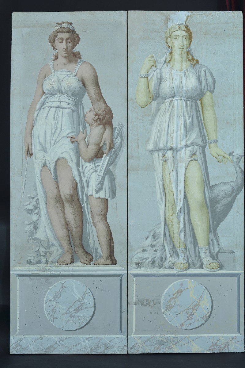 Old Venus And Juno Wallpaper Screen Olympe Délicourt Marble Decor 19th Uk-photo-4
