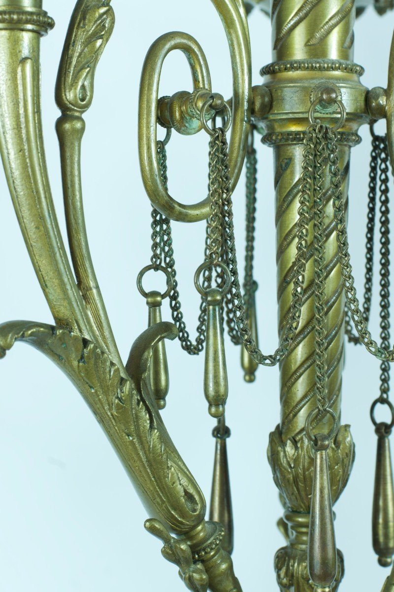 Antique Pair Of Louis XVI Bronze Candelabra Quiver Chain Candle Holder 60cm 19th-photo-4