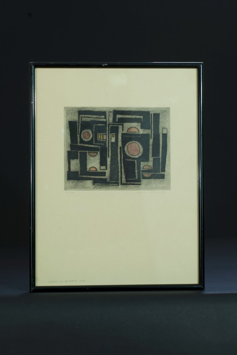 Jorj Morin  Nantes Abstraction 1967  Gravure Art Moderne  Chemins Secrets Eau Forte-photo-2