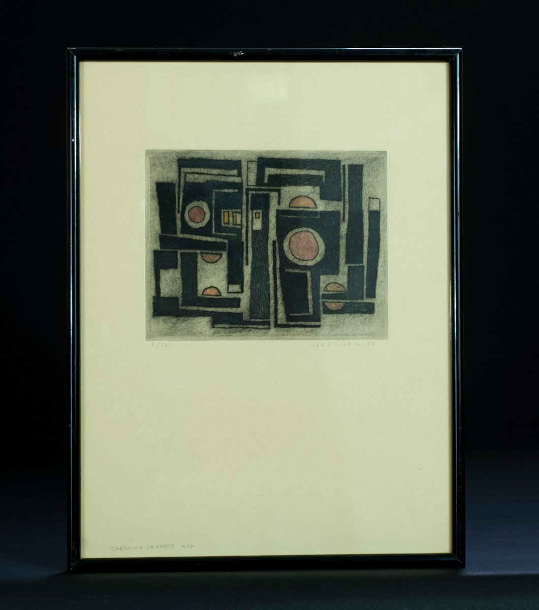 Jorj Morin  Nantes Abstraction 1967  Gravure Art Moderne  Chemins Secrets Eau Forte-photo-4