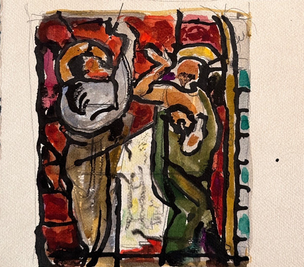 Drawing Jean Terles Study Stained Glass Project Glass Emile Zola The Dream Art Deco Literature -photo-1