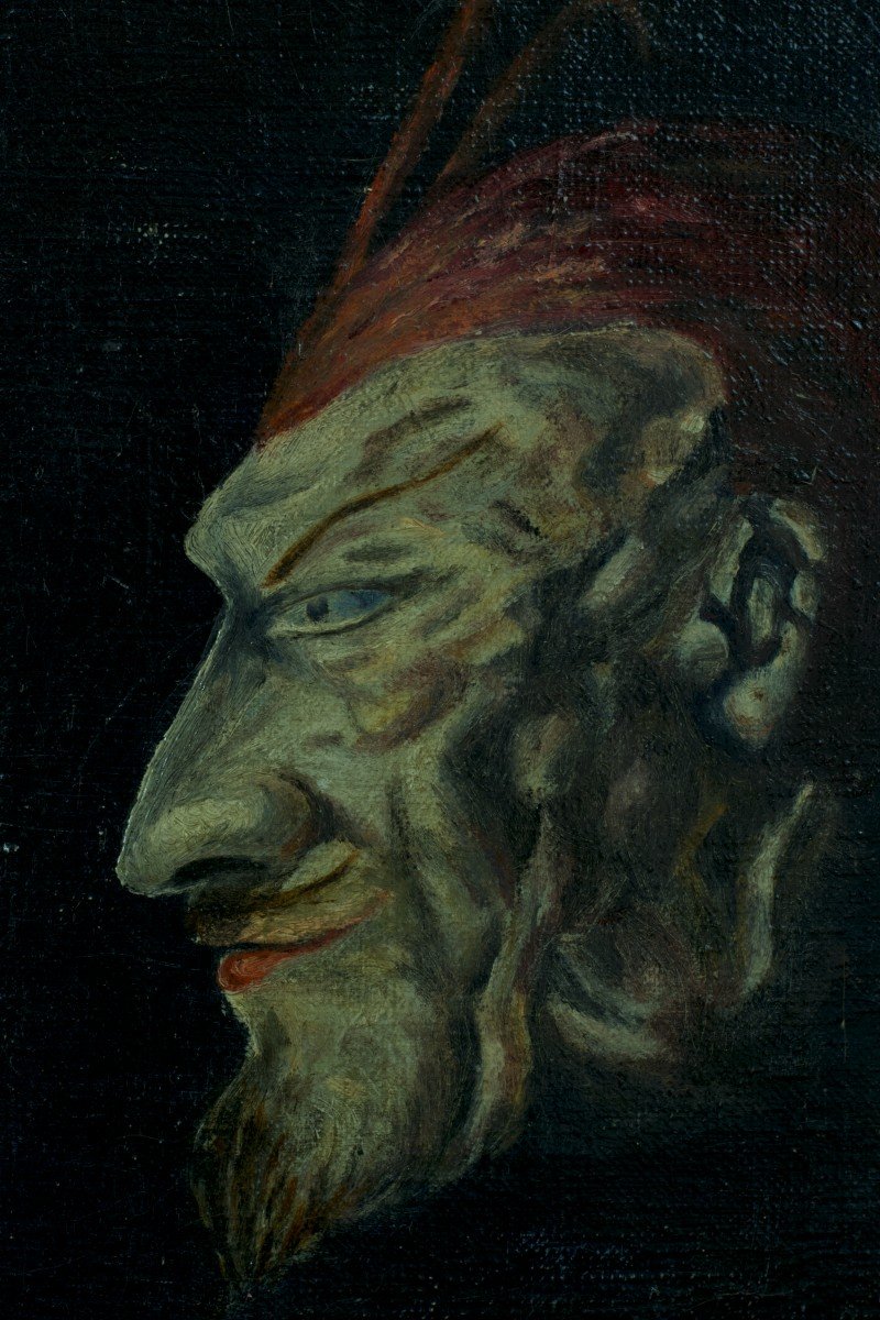 Vigoureux  Tableau Ancien Portrait Méphistophélès Diable Faust 1930 Théâtre Peinture Esotérisme-photo-4