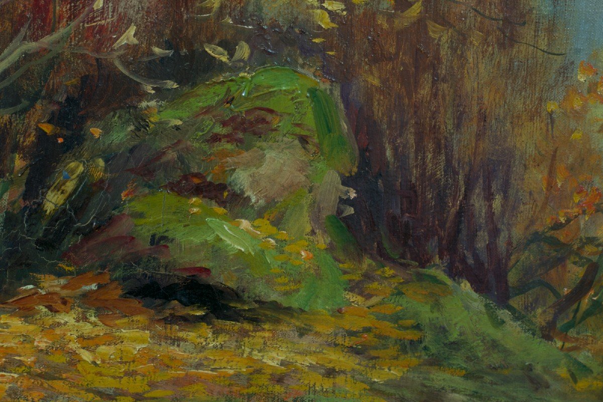 Maurice Proust Old Painting Landscape Park Bench Castle Impressionist -photo-4