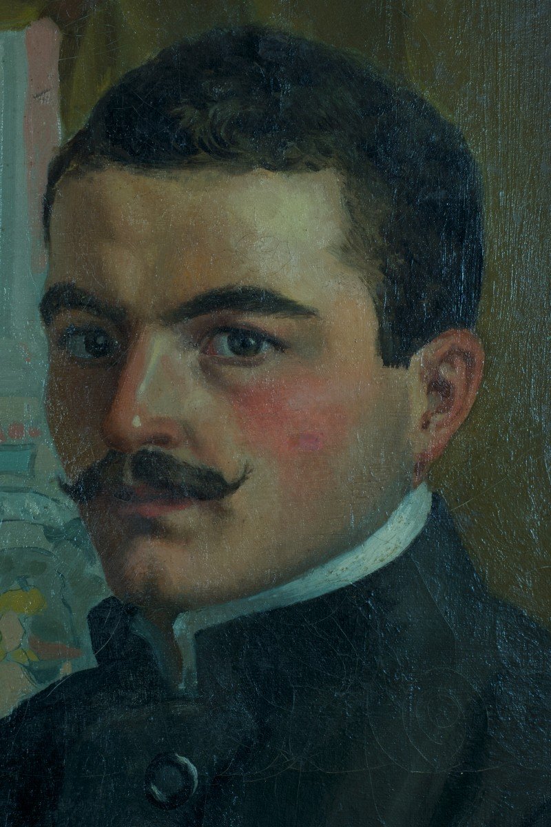 Old Painting Portrait Self Portrait Painter Workshop Art Nouveau Paul Gervais-photo-4