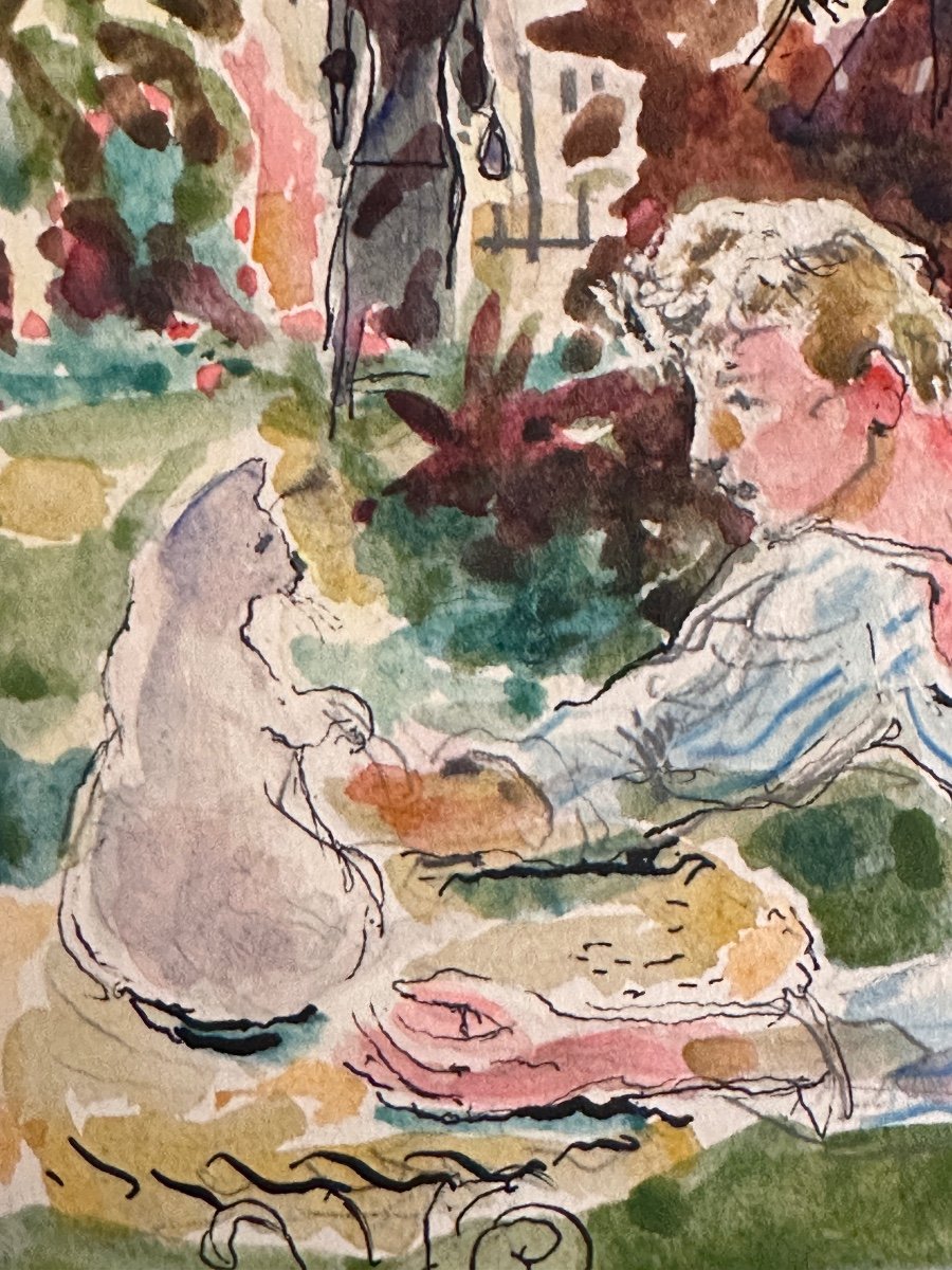  Jean Terles Colette La Chatte Saha Alain Portrait Jalousie Littérature Dessin Gouache -photo-2