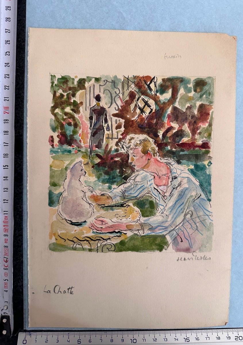  Jean Terles Colette La Chatte Saha Alain Portrait Jalousie Littérature Dessin Gouache -photo-4