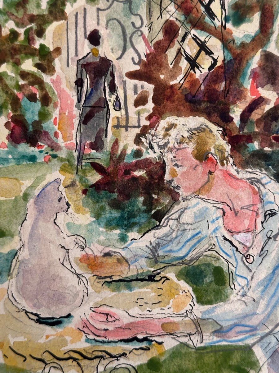  Jean Terles Colette La Chatte Saha Alain Portrait Jalousie Littérature Dessin Gouache 