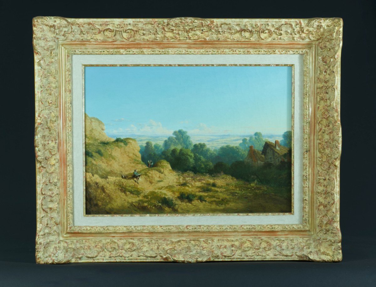 Louis Thomas Ancien Tableau Paysage Portrait Peintre Au Travail Plein Air  19e Motif -photo-5