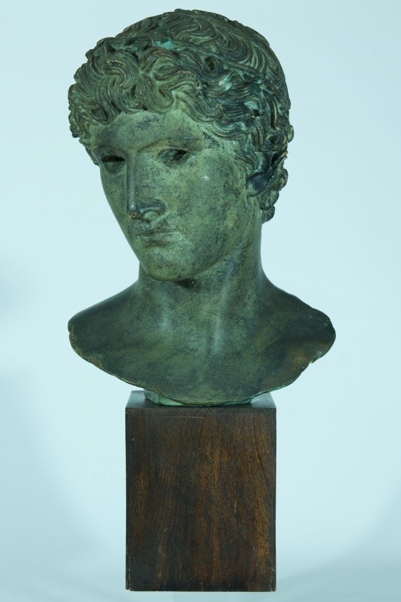 Ancient Plaster Sculpture Rome Athlete Portrait Head Of Benevento Base -photo-5