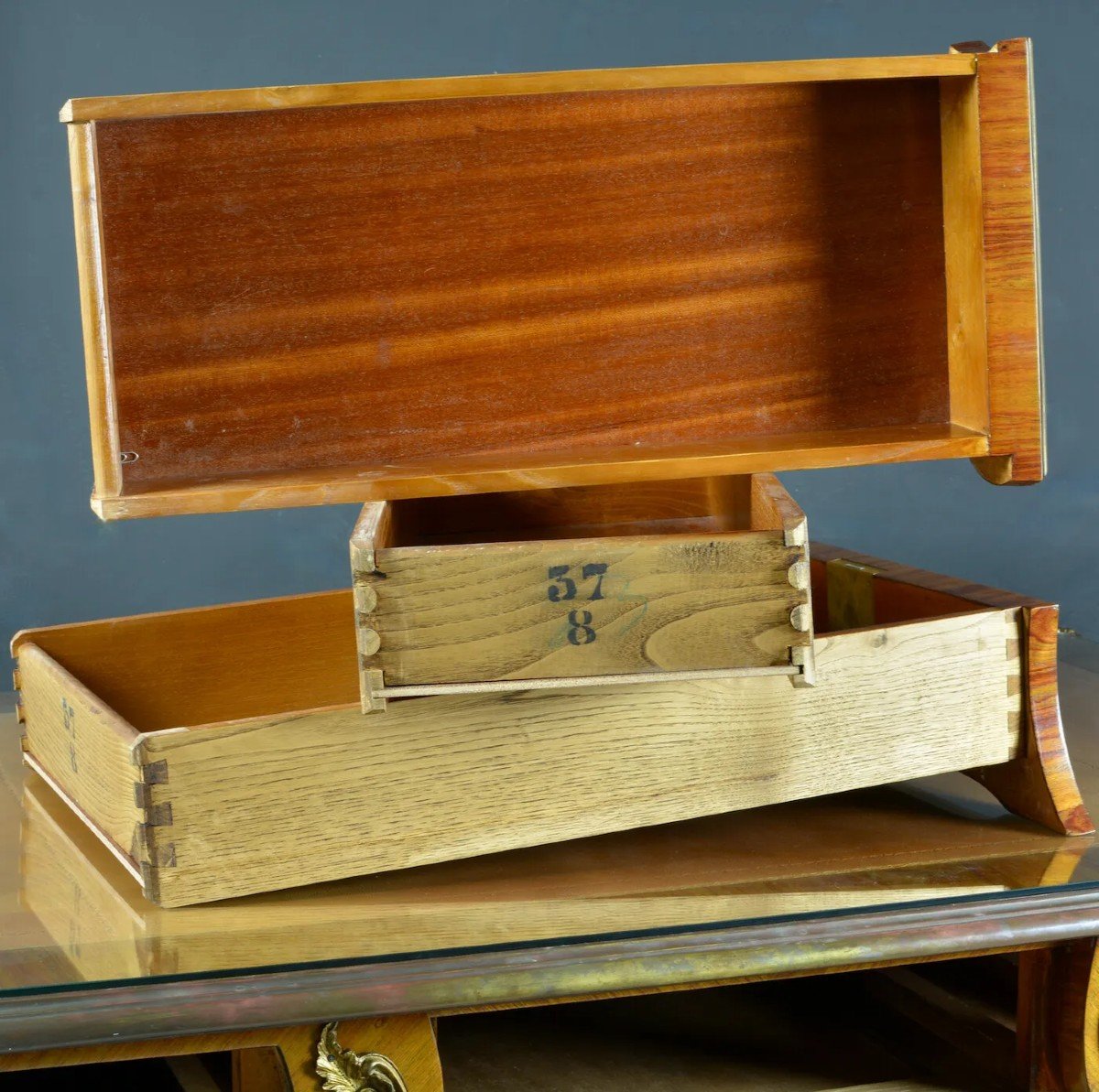 Old Flat Desk Minister St. Charles Cressent Louis XV Gilt Bronze Espagnolettes-photo-4