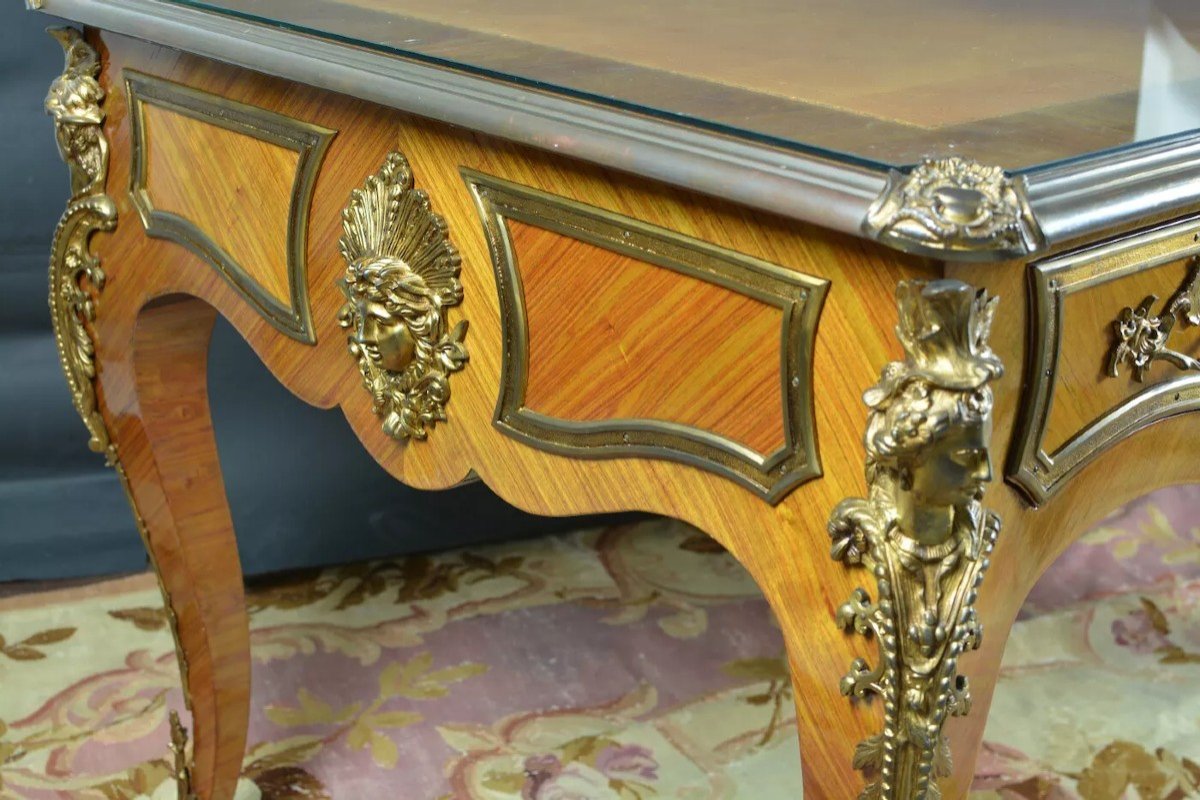 Old Flat Desk Minister St. Charles Cressent Louis XV Gilt Bronze Espagnolettes-photo-5