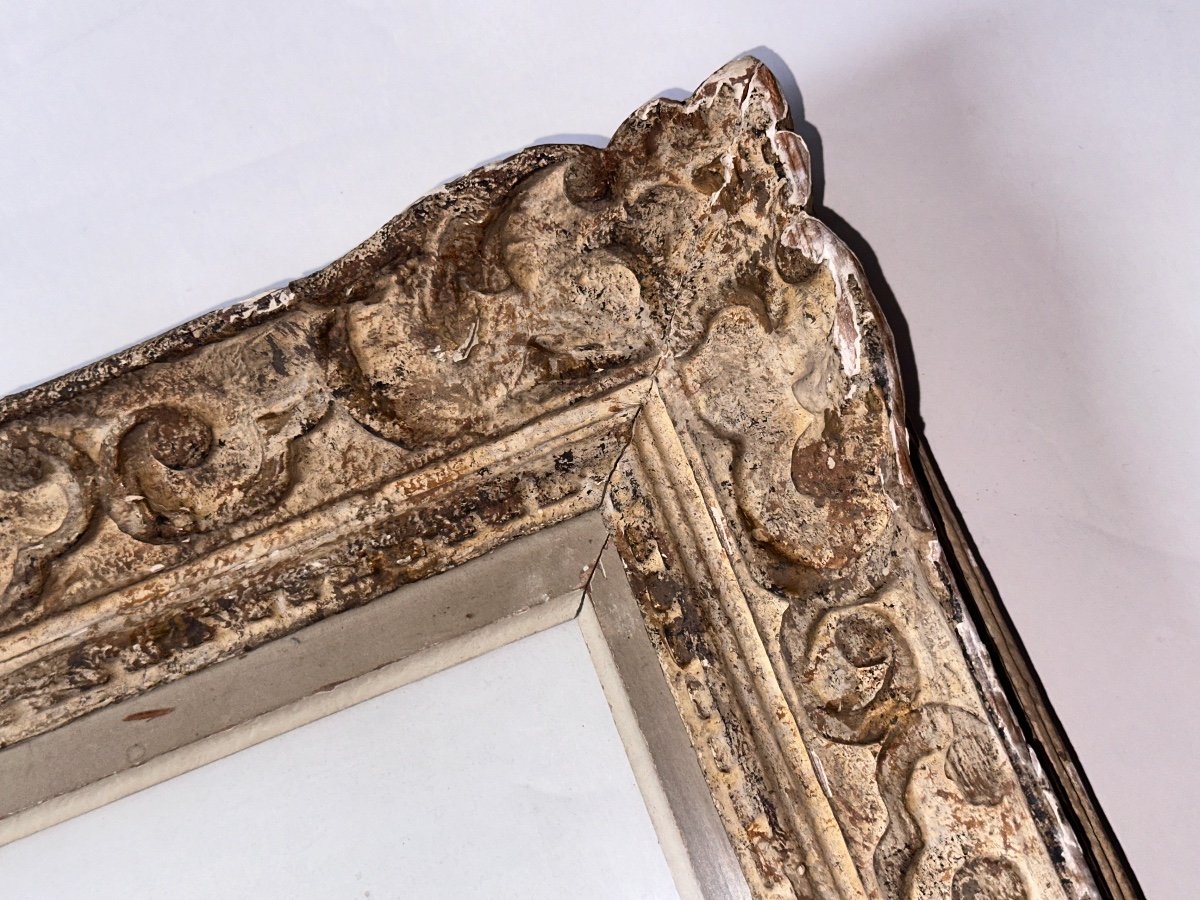 Old Large Montparnasse Frame Carved Wood Fleur De Lys Painting 20f Art Deco Painting Gallery-photo-3