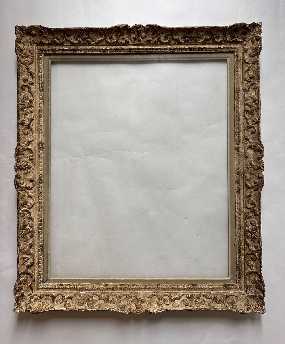 Old Large Montparnasse Frame Carved Wood Fleur De Lys Painting 20f Art Deco Painting Gallery-photo-5