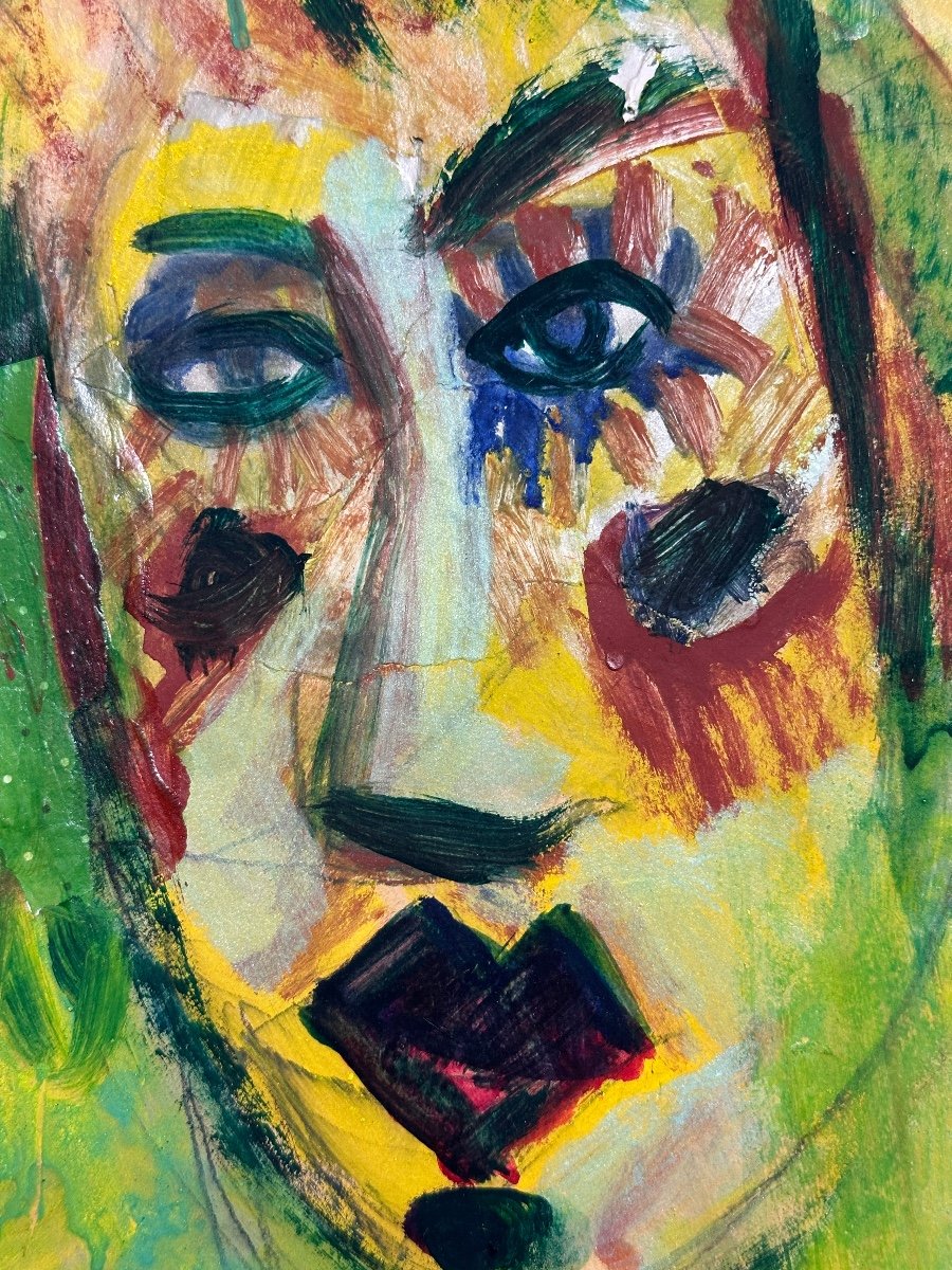 Moritz Ney Gouache Collaged Portrait Luxembourg Double Face