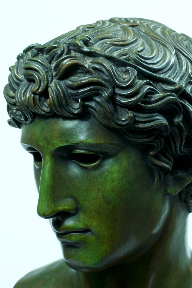 Ancient Bronze Sculpture Rome Athlete Portrait Man Head From Benevento Antique-photo-3