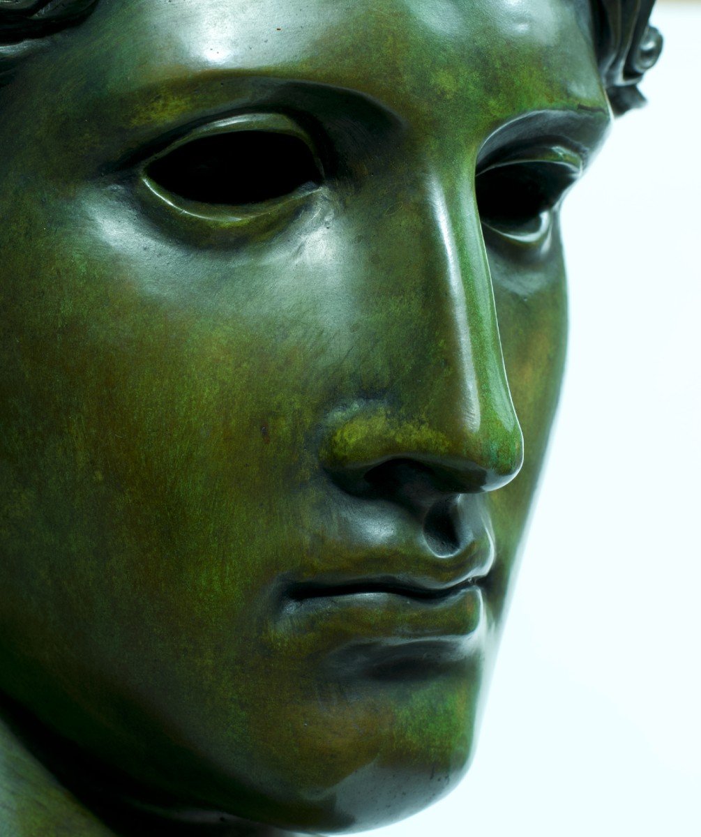 Ancient Bronze Sculpture Rome Athlete Portrait Man Head From Benevento Antique