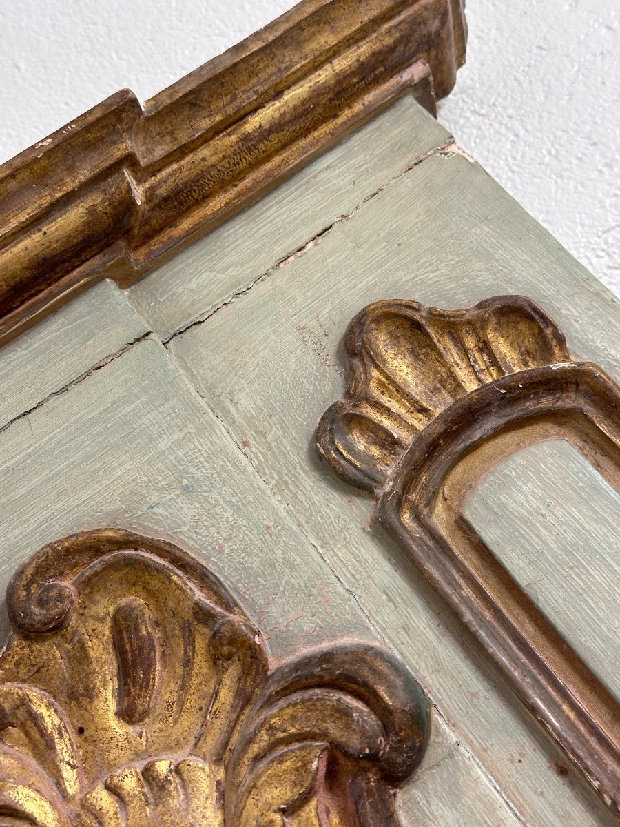 Ancien Grand Miroir Trumeau De Boiserie Bois Doré Et Tableau 18 ème Château Louis XV -photo-1