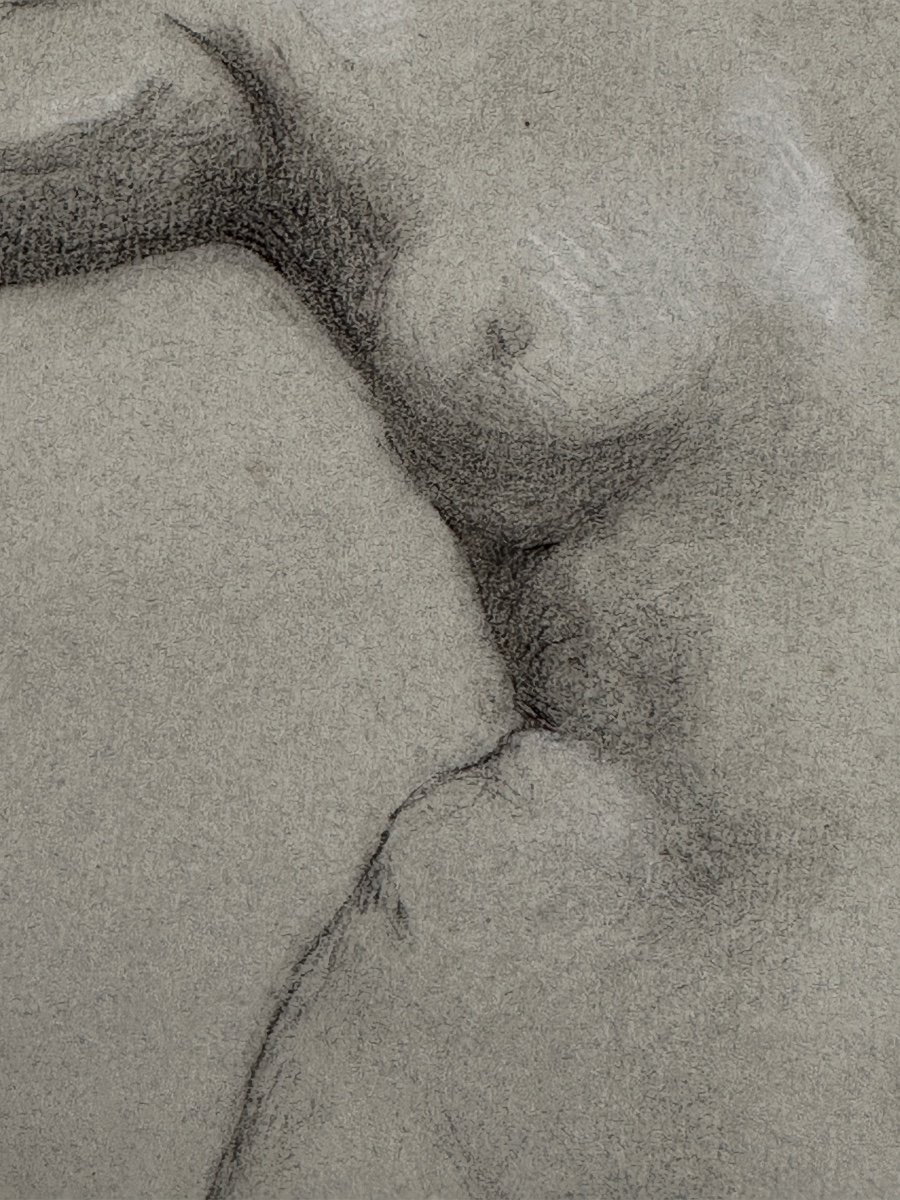 Old Beautiful Drawing Academy Portrait Of Young Nude Woman Standing Workshop 19th-photo-2