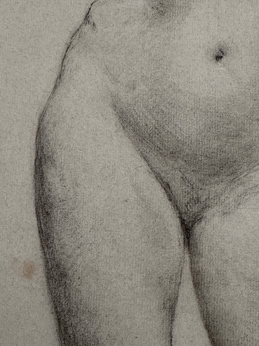 Old Beautiful Drawing Academy Portrait Of Young Nude Woman Standing Workshop 19th-photo-3