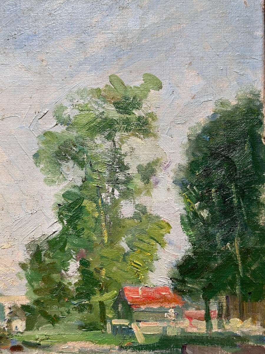 Old Impressionist Landscape Painting Le Loing Montigny Grez Moret Hst-photo-3