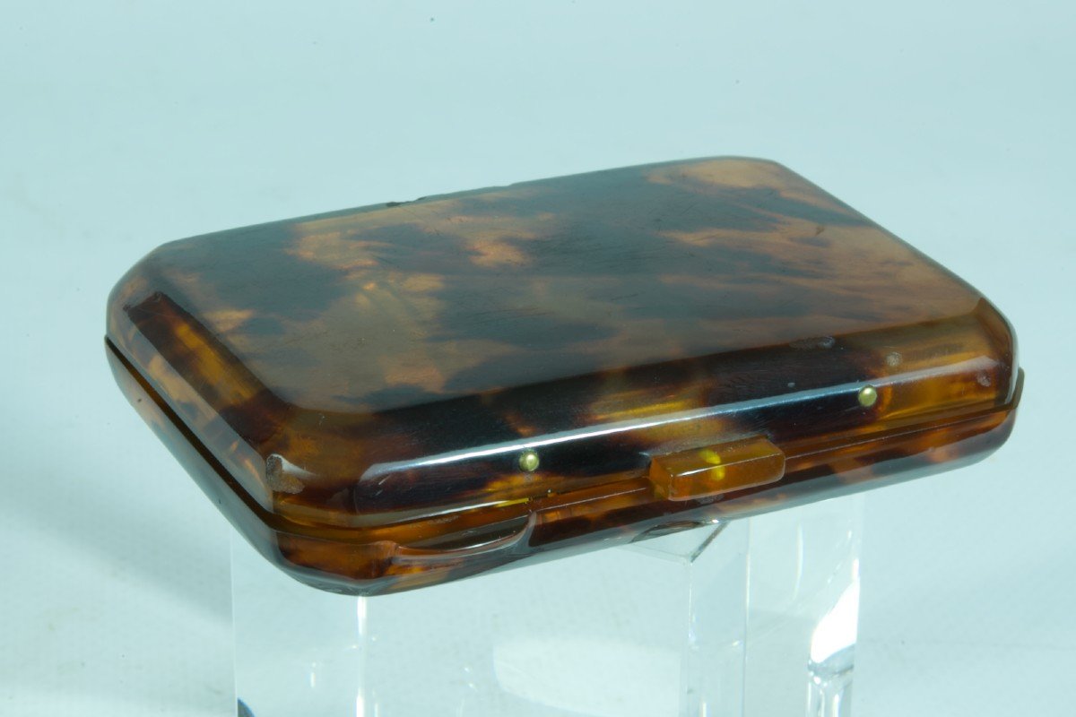 Old Cigarette Case 19th Century Tobacco Travel Collection Tortoiseshell Box-photo-3