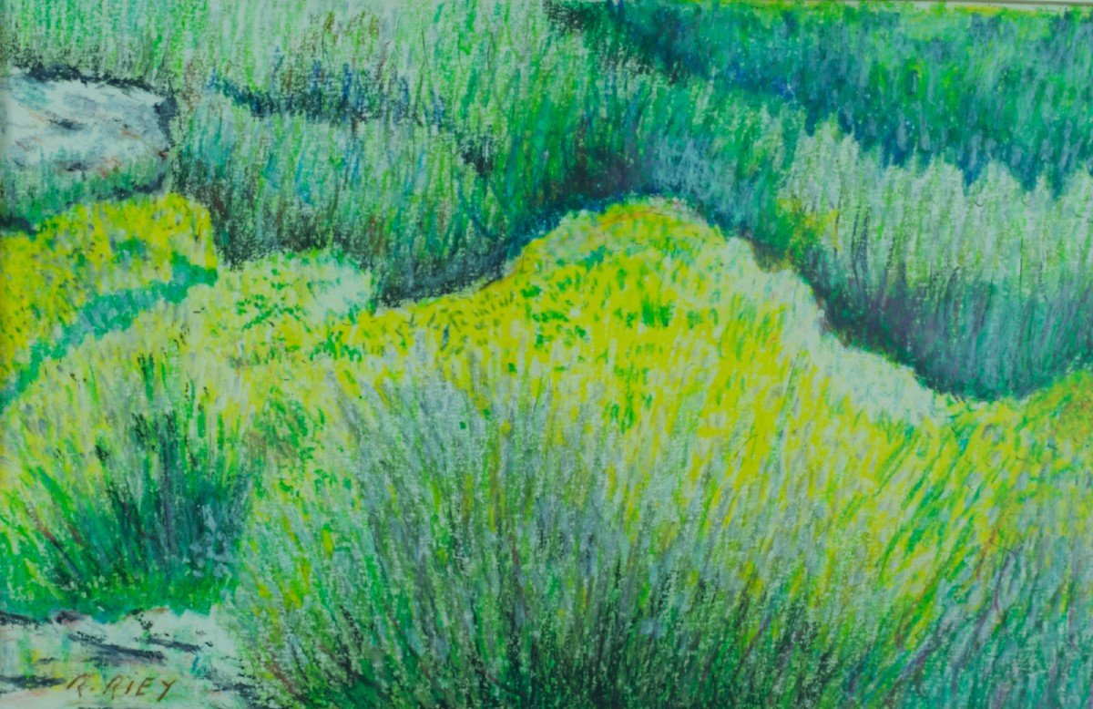 René Riey Beautiful Old Drawing Impressionist Light Effect The Lavender Juan Les Pins Landscape-photo-3