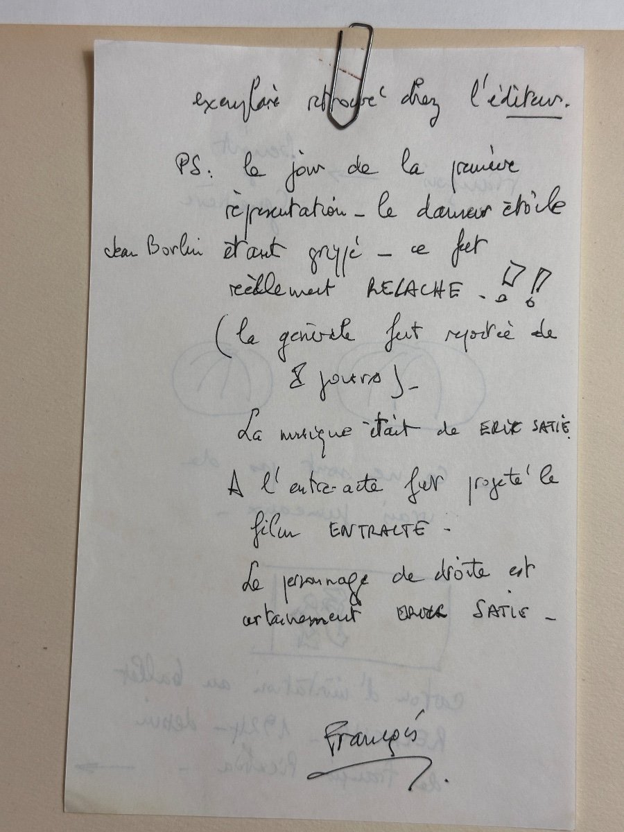 Picabia. Ancien Pochoir Carton d'Invitation  Ballet Relâche 1924 Eric Satie  Music-photo-3