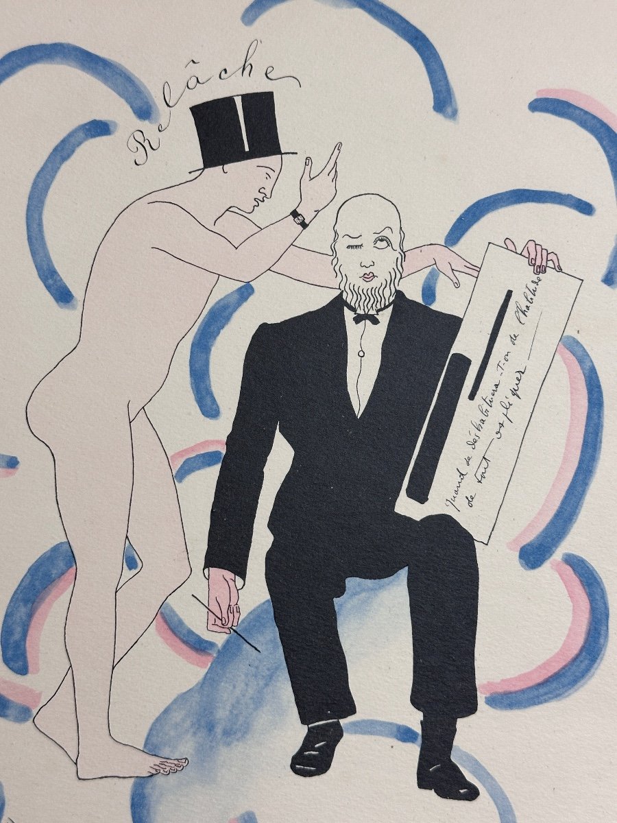 Picabia. Ancien Pochoir Carton d'Invitation  Ballet Relâche 1924 Eric Satie  Music-photo-1