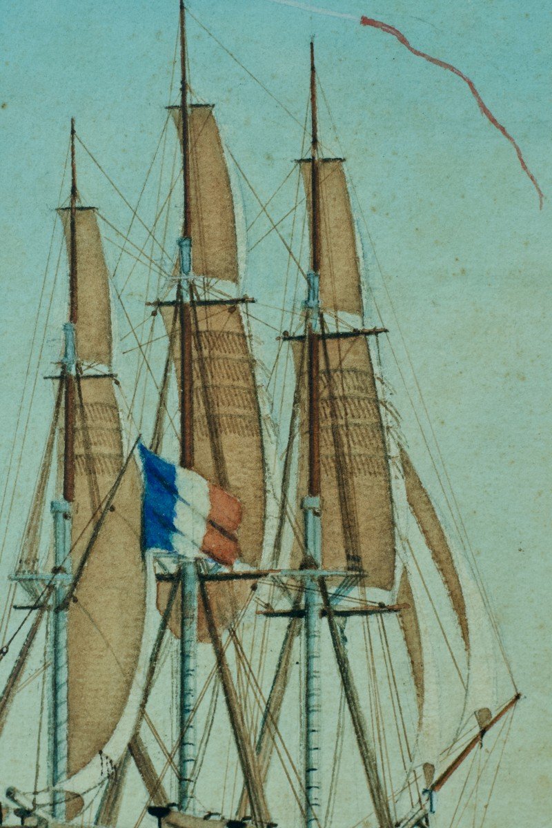 Dessin Ancien Marine bataille navale Frégate Française Napoléon Mer Méditerranée 19-photo-2