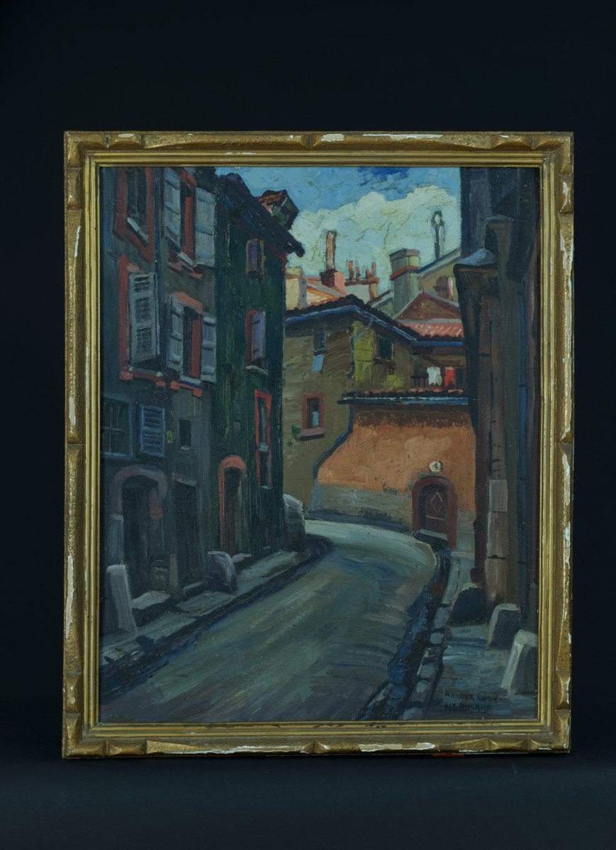 Nandor Vagh-weinmann Old Painting Old Street In Toulouse Expressionist 1930-photo-4