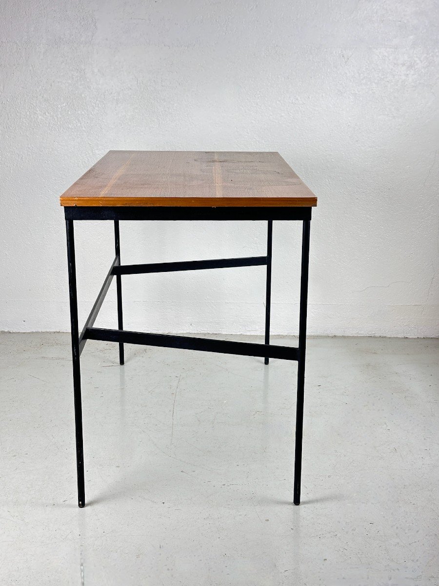 Pierre Paulin. Old Vintage Design Desk 1950 Black Lacquered Metal Deco Thonet 20th Century-photo-3