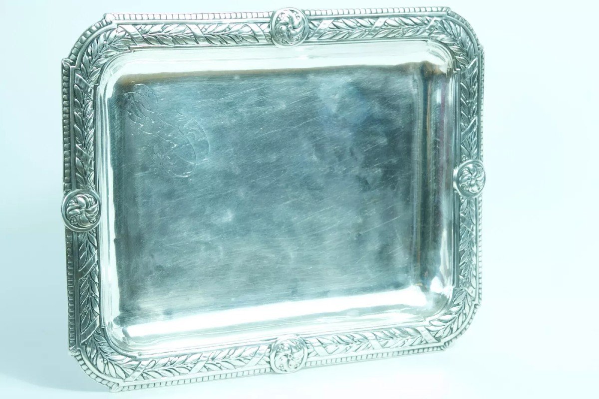 Compère Antique Mail Tray Business Cards Solid Silver 19th Century Goldsmith 408g-photo-2