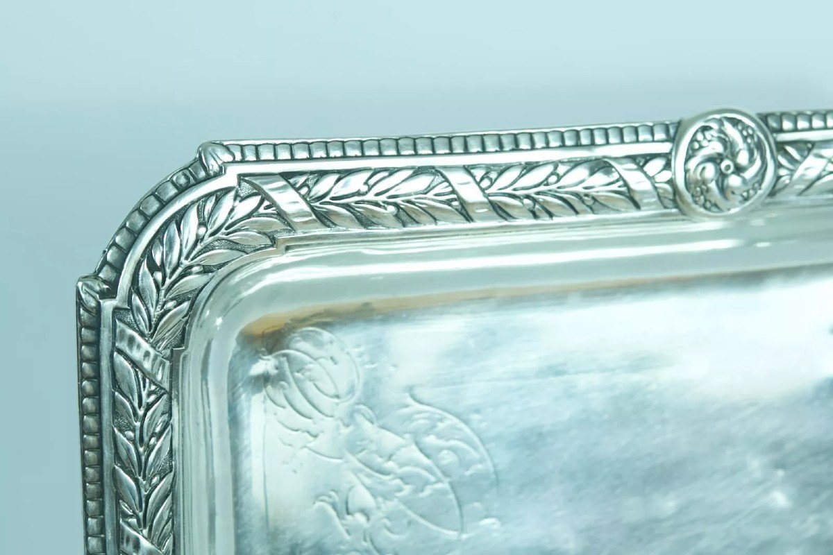 Compère Antique Mail Tray Business Cards Solid Silver 19th Century Goldsmith 408g-photo-3