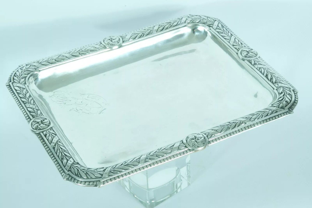 Compère Antique Mail Tray Business Cards Solid Silver 19th Century Goldsmith 408g-photo-2